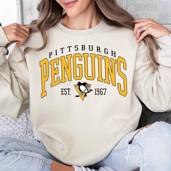 Vintage 90s Pittsburgh Penguins Sweatshirt – Retro Hockey Crewneck - Picture 1 of 2